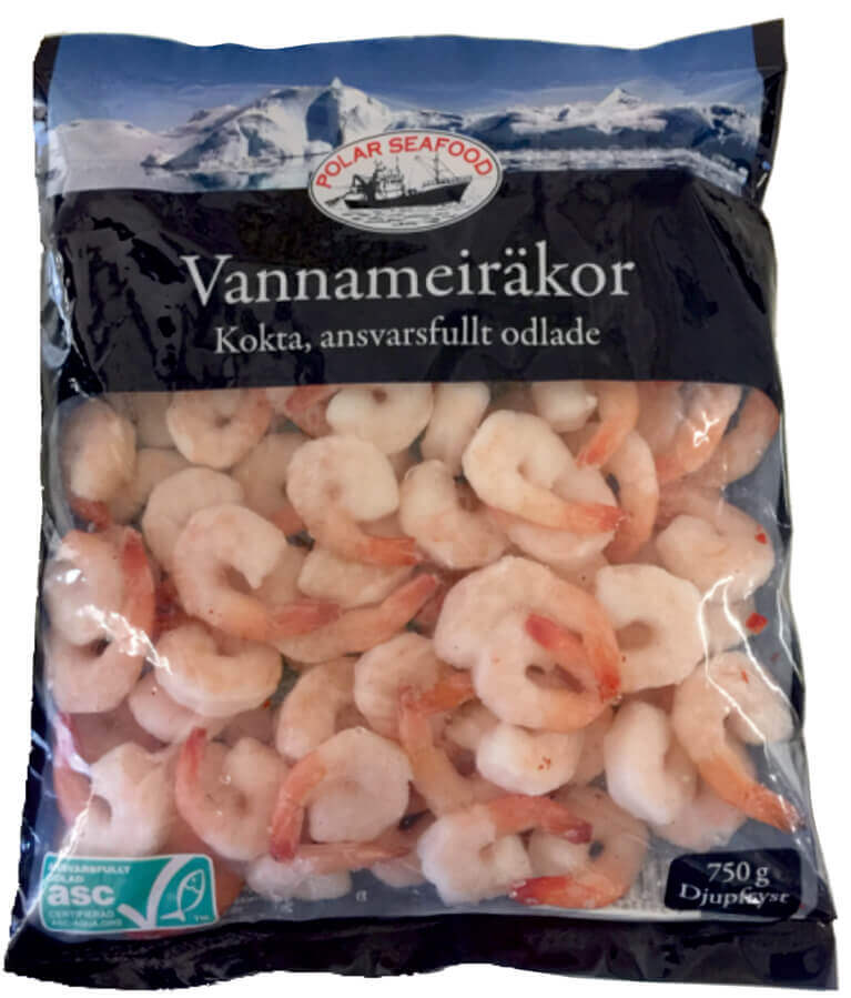 Vannameiräkor kokta 750 g. Grossist för livsmedelsbutiker. Polar Seafood AB