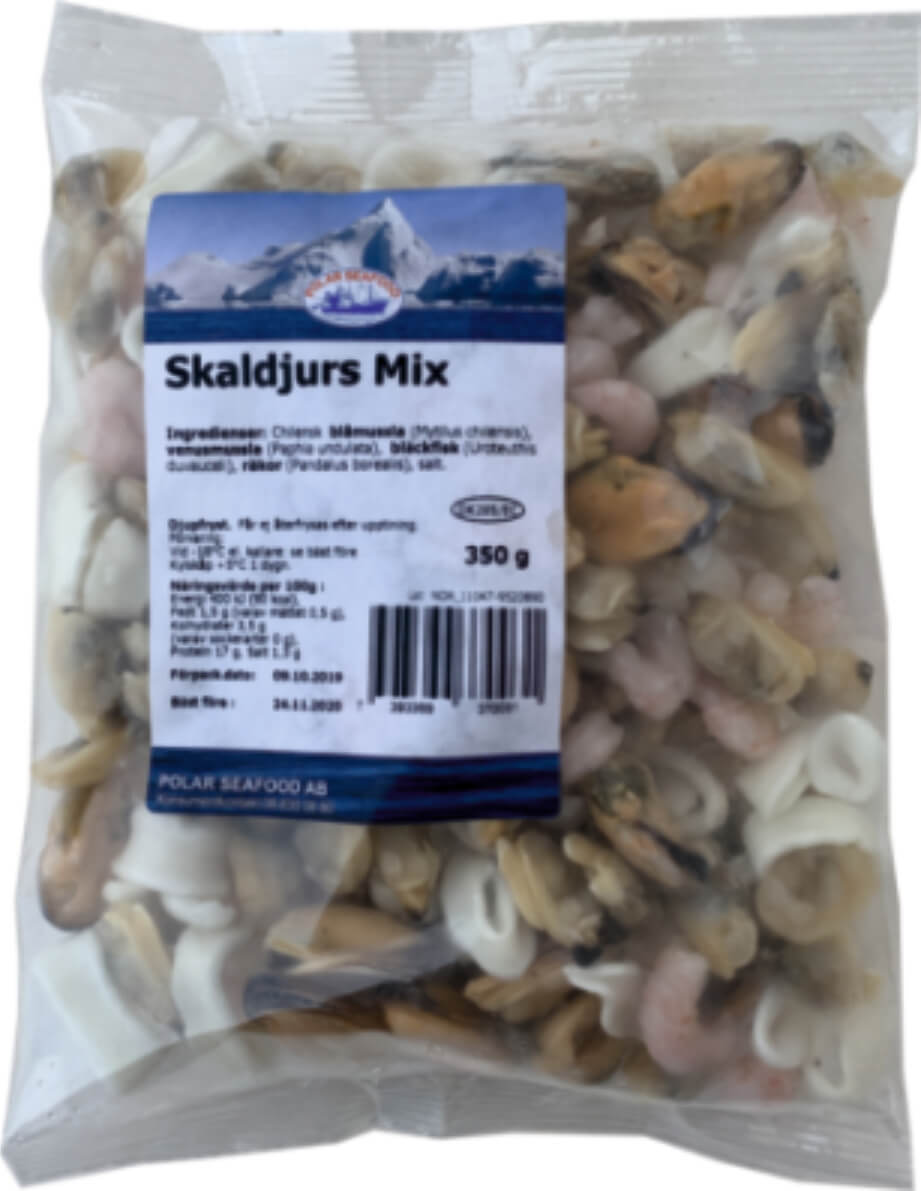Skaldjurs Mix 300 g. Grossist av skaldjur & frysprodukter. Polar Seafood AB